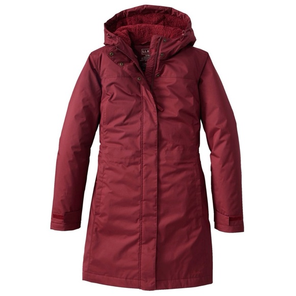 NEW LL Bean Women's Winter Warmer Hooded Coat in Deep Rosewood Maroon Sz 1X $170 - Picture 1 of 10